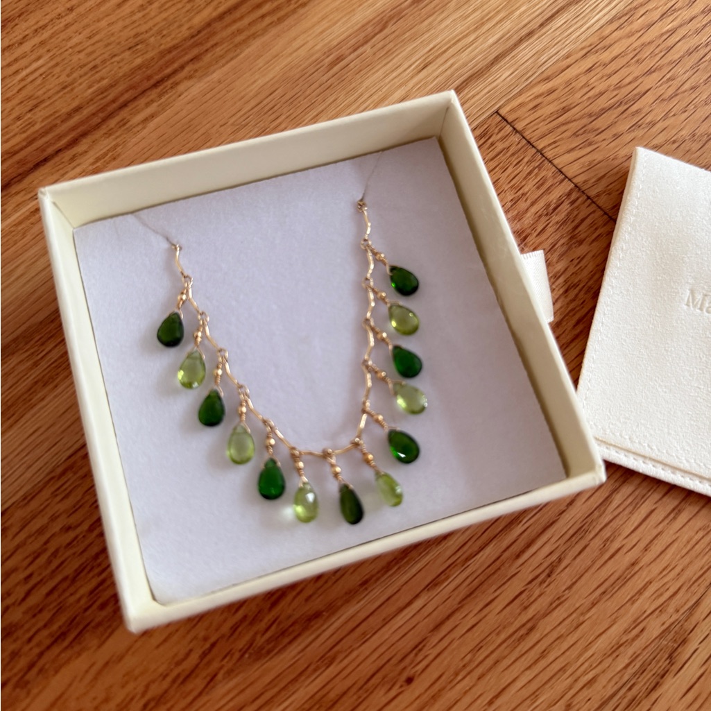 14k Gold Necklace Peridot